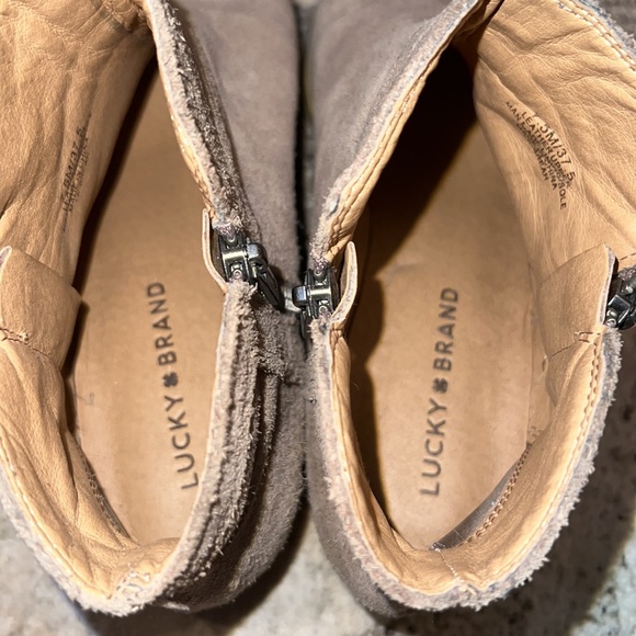 Lucky Brand Breah Suede Ankle Bootie Brindle Beige - Picture 4 of 5